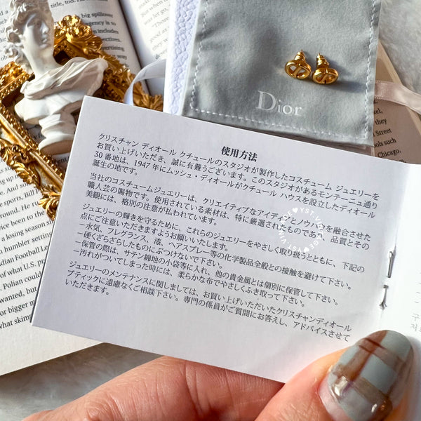 Pre-owned Dior CD Navy Stud Earrings