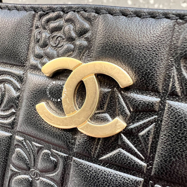 Vintage Chanel Camellia Vivian Tote Bag - Black
