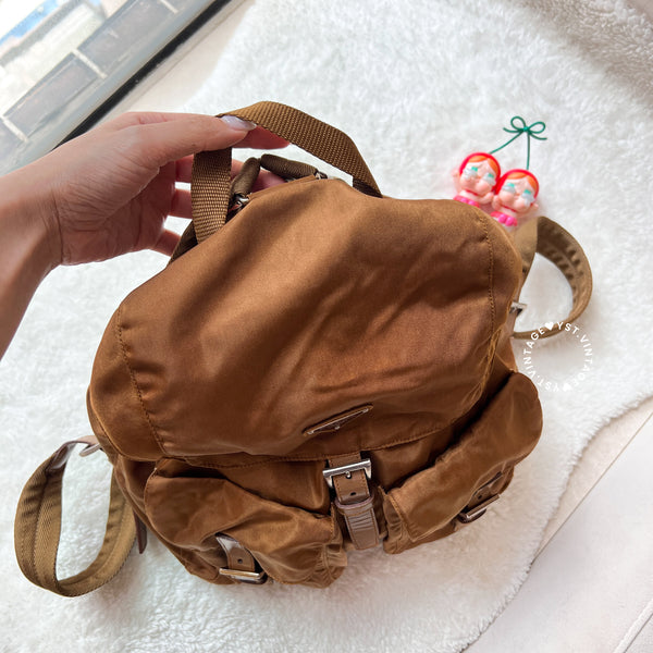 Vintage Prada Tessuto Nylon Vela Backpack - Caramel Brown