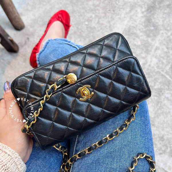 Vintage Chanel 19cm Mini CF Bag - Black x Gold