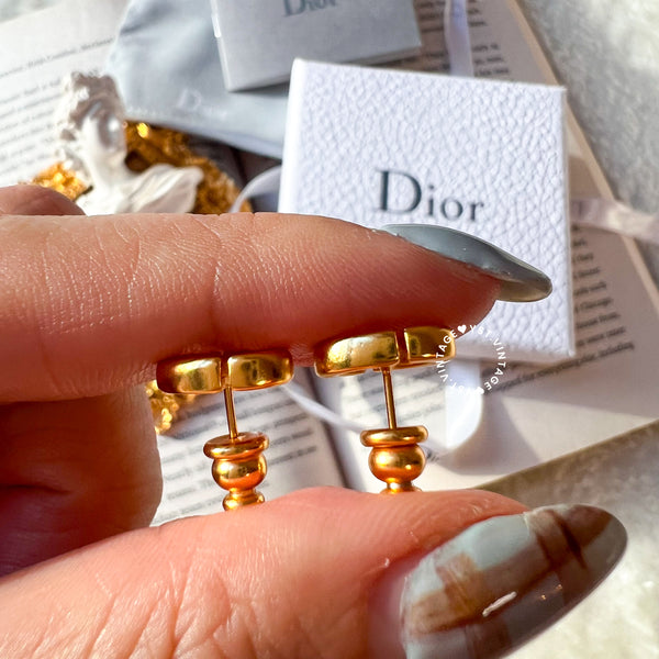 Pre-owned Dior CD Navy Stud Earrings
