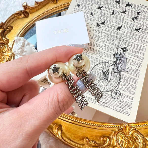 Pre-owned Dior J'Adior Mise En Dior Pearl Tribales Star Earrings