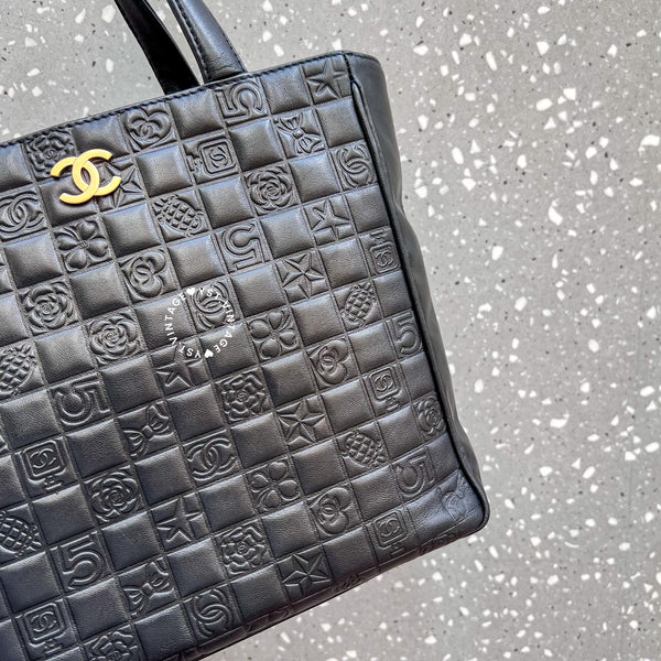 Vintage Chanel Camellia Vivian Tote Bag - Black