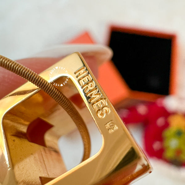 Vintage HERMÈS Cage d'H Pendant Necklace - Gold