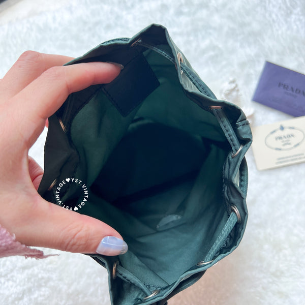 Vintage Prada Nylon Bucket Bag - Green