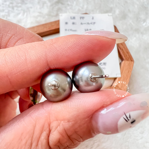 10mm+ 大溪地 Tahiti Pearl PT900 Earrings - Ocean Blue