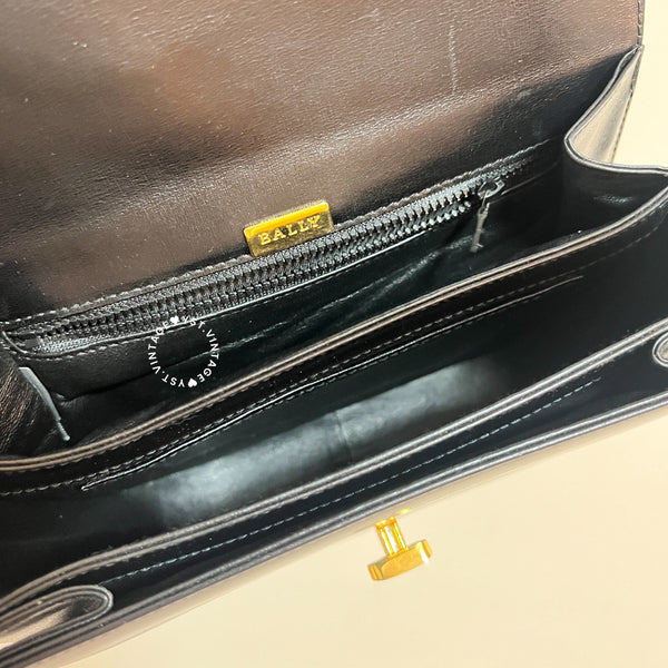 Vintage Bally 2-way Turn-lock Shoulder Bag - Black