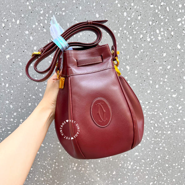 Vintage Cartier MUST DE CARTIER Mini Bucket Bag - Burgundy
