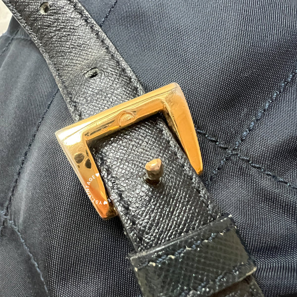 Vintage Prada Nylon Quilted Backpack - Navy