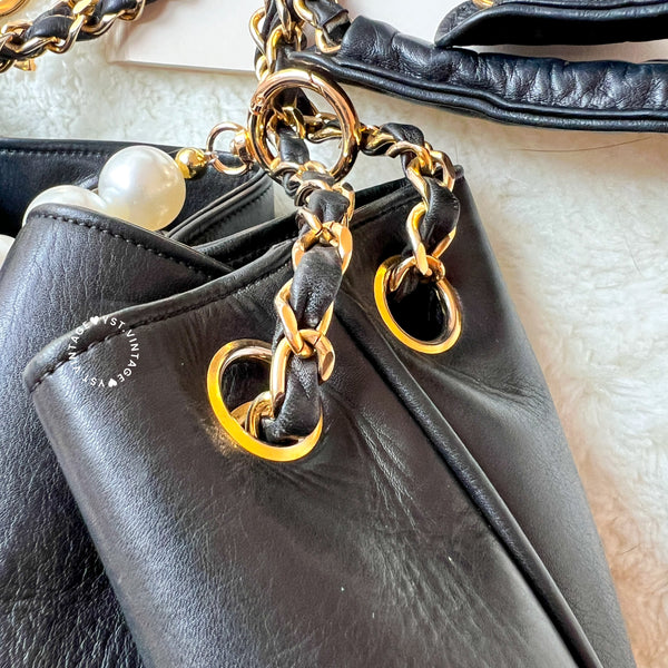 Vintage Chanel Bucket Bag with Coco Mark Chain - Black