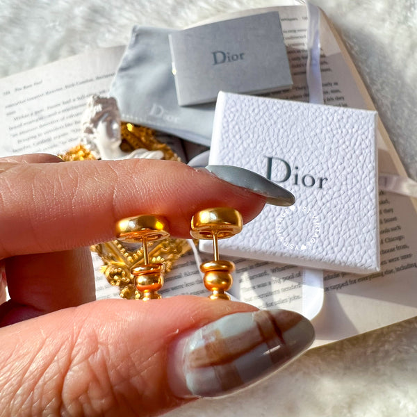 Pre-owned Dior CD Navy Stud Earrings