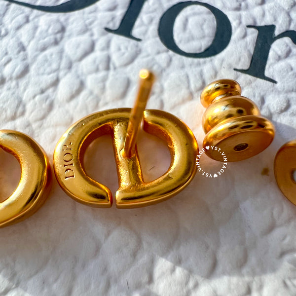 Pre-owned Dior CD Navy Stud Earrings