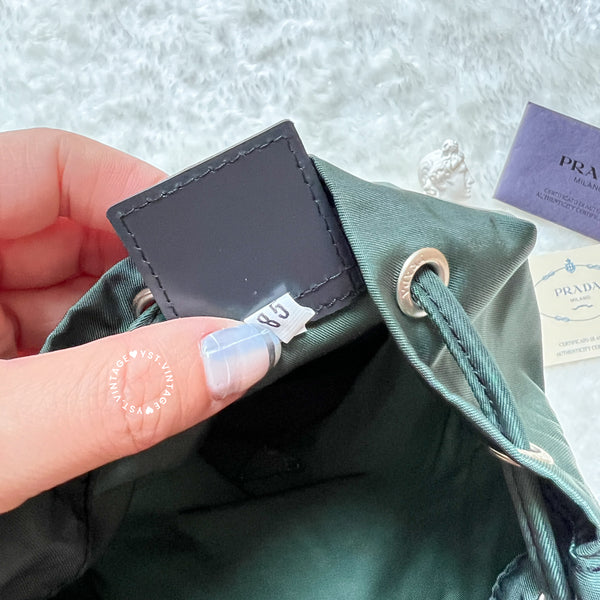 Vintage Prada Nylon Bucket Bag - Green