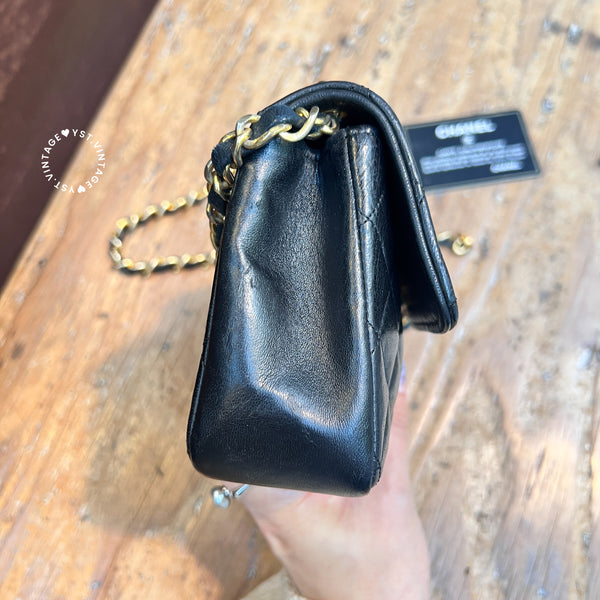 Vintage Chanel 19cm Mini CF Bag - Black x Gold