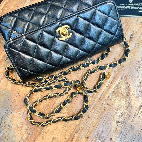Vintage Chanel 19cm Mini CF Bag - Black x Gold