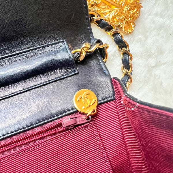 Vintage Chanel Single Flap Bag - Black x Gold 002