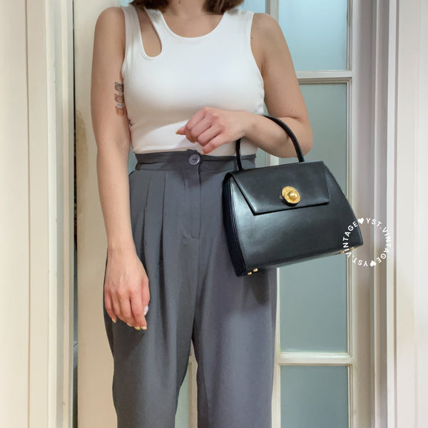 Vintage CELINE Planet Push Lock Kelly Bag - Black