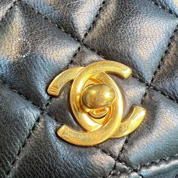 Vintage Chanel 19cm Mini CF Bag - Black x Gold
