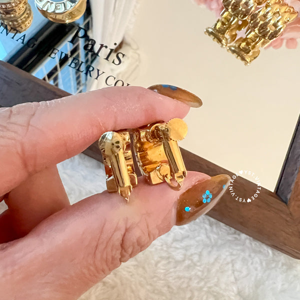 Vintage Givenchy Stained Glass Ear Clips