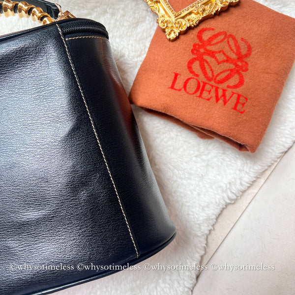 Vintage Loewe Velazquez Twist Handle Bag - Black