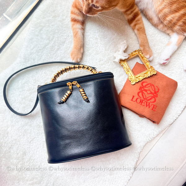 Vintage Loewe Velazquez Twist Handle Bag - Black