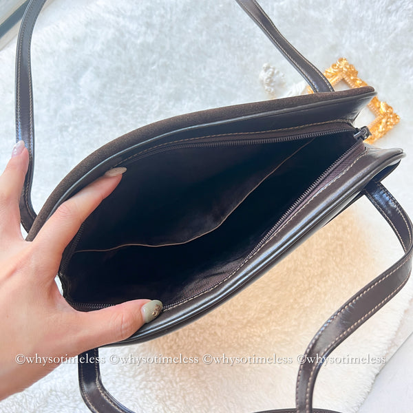 Vintage Loewe Suede Shoulder Bag - Brown