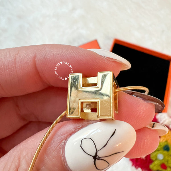 Vintage HERMÈS Cage d'H Pendant Necklace - Gold