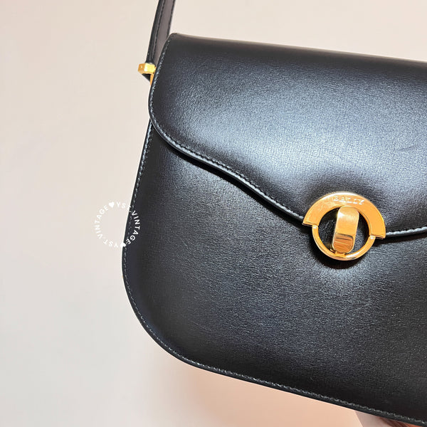 Vintage Bally 2-way Turn-lock Shoulder Bag - Black