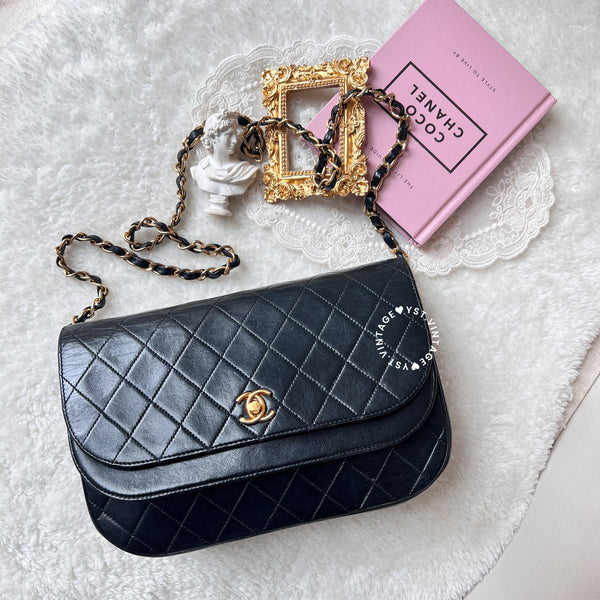Vintage Chanel Double Flap Bag - Black 005