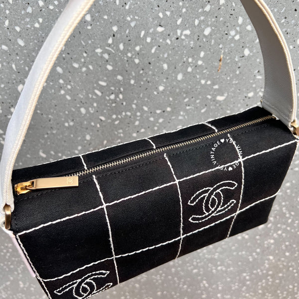 Vintage Chanel Canvas Hobo Bag - Black