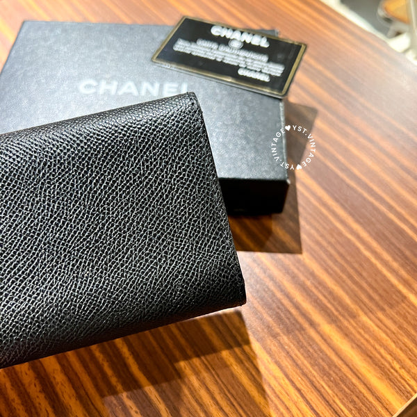 Vintage Chanel Caviar Coco Lock Short Wallet/ Card Holder - Black