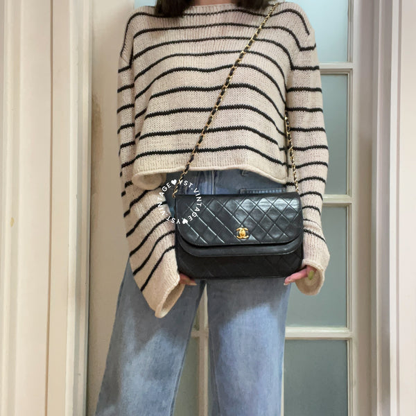 Vintage Chanel Double Flap Bag - Black 005