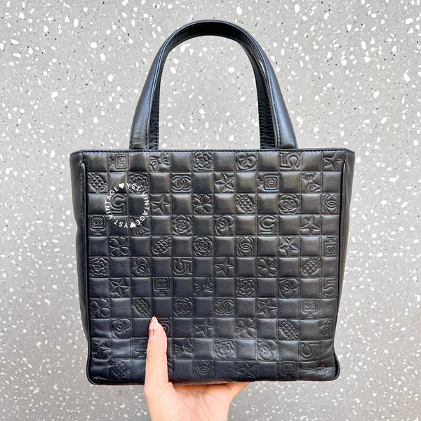 Vintage Chanel Camellia Vivian Tote Bag - Black