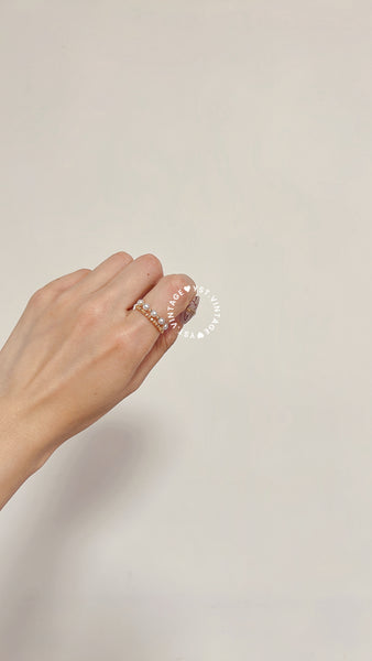 【Pre-order】Japanese Akoya 彩凜 & 18KYG 72Cuts Golden Ball Ring - Charlotte