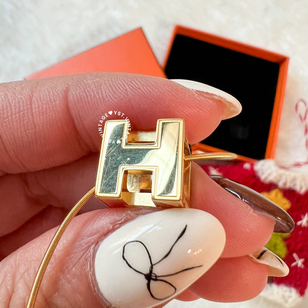 Vintage HERMÈS Cage d'H Pendant Necklace - Gold