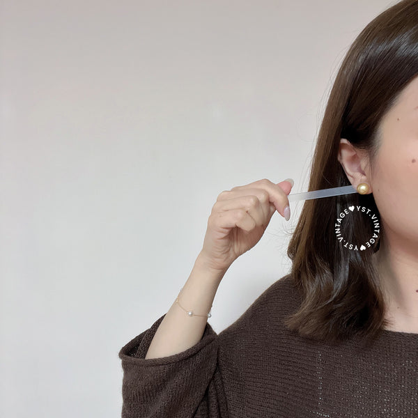 11.1mm 茶金 The South Sea Gold Pearl 18KYG Earrings