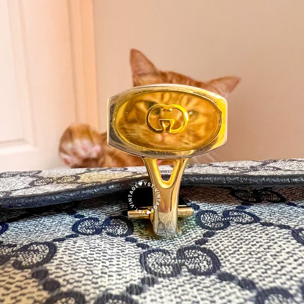 Vintage Gucci 1980's GG Wallet - Navy