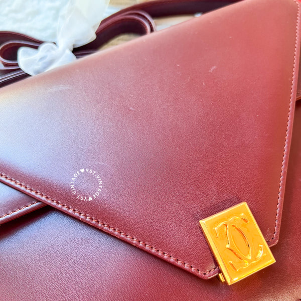 Vintage Cartier MUST DE CARTIER Envelope Bag - Burgundy