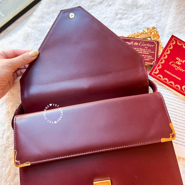 Vintage Cartier MUST DE CARTIER Envelope Bag - Burgundy
