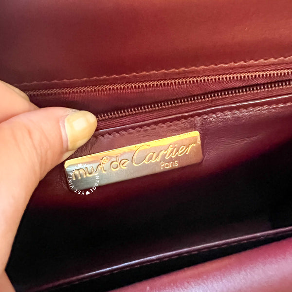 Vintage Cartier MUST DE CARTIER Envelope Bag - Burgundy