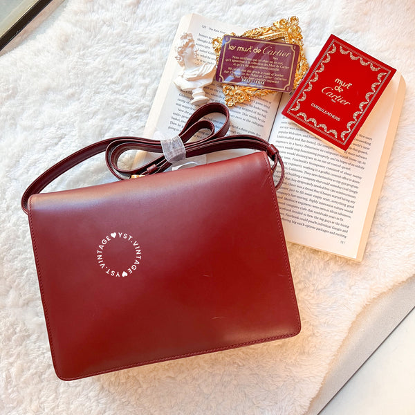 Vintage Cartier MUST DE CARTIER Envelope Bag - Burgundy