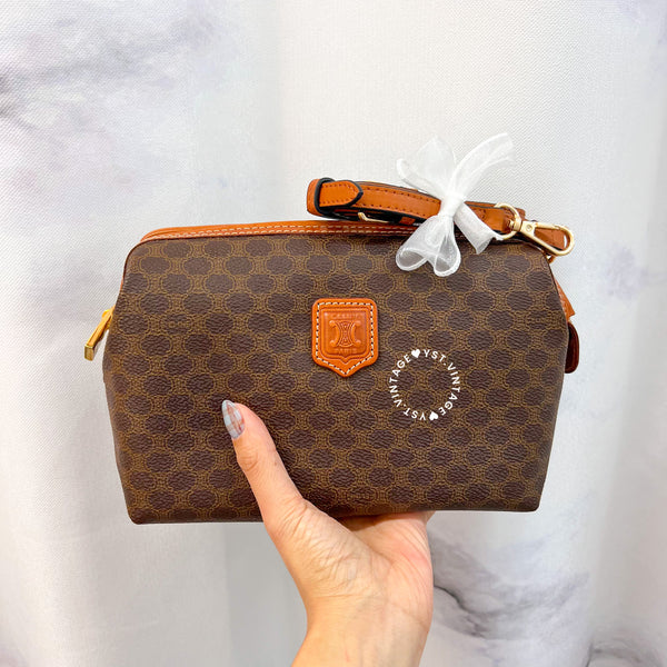 Vintage CELINE 1990s Macadam Makeup Bag - Brown 017