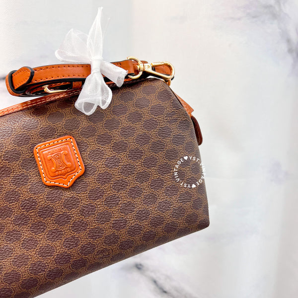 Vintage CELINE 1990s Macadam Makeup Bag - Brown 017