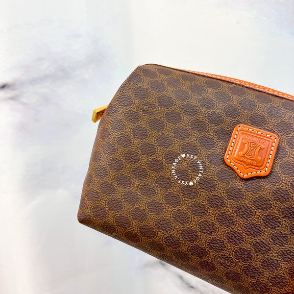 Vintage CELINE 1990s Macadam Makeup Bag - Brown 017