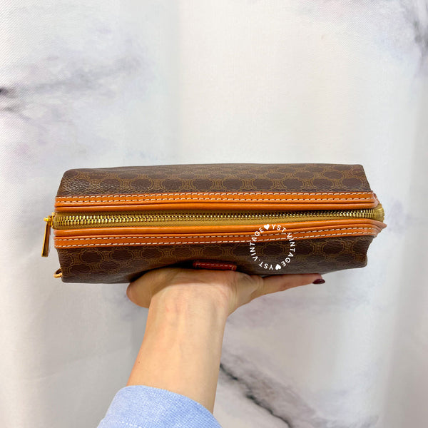 Vintage CELINE 1990s Macadam Makeup Bag - Brown 017