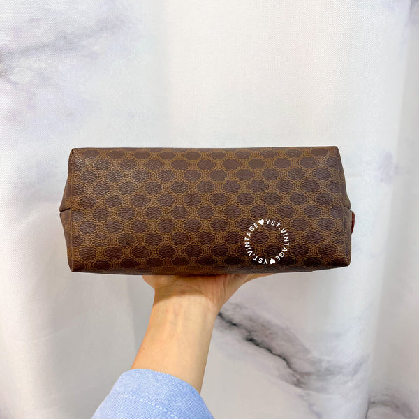 Vintage CELINE 1990s Macadam Makeup Bag - Brown 017