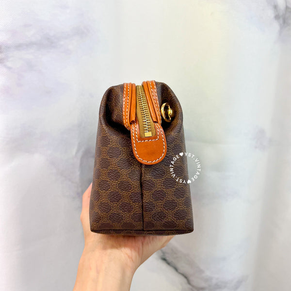 Vintage CELINE 1990s Macadam Makeup Bag - Brown 017
