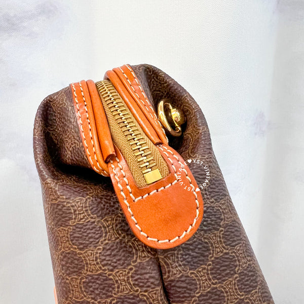 Vintage CELINE 1990s Macadam Makeup Bag - Brown 017