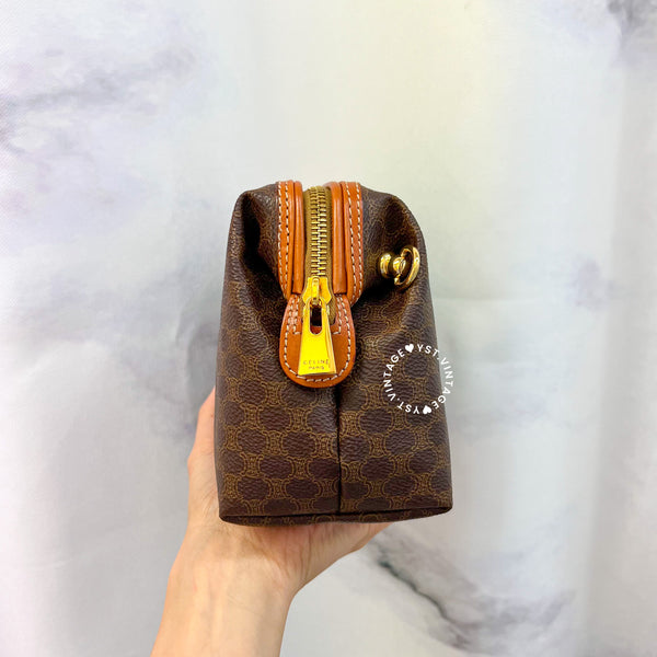 Vintage CELINE 1990s Macadam Makeup Bag - Brown 017