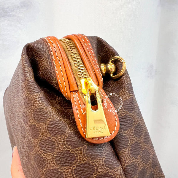 Vintage CELINE 1990s Macadam Makeup Bag - Brown 017